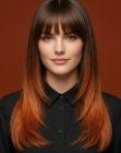 Cabelo castanho longo com balayage acobreado