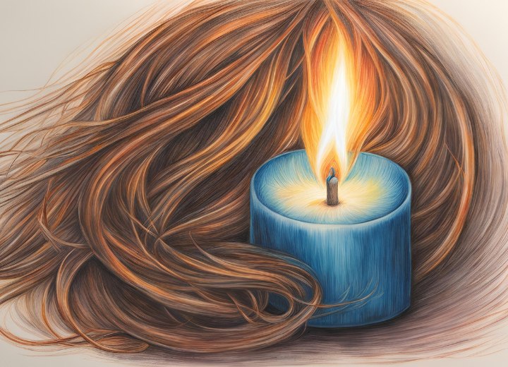 Cabelo inflamável e uma vela