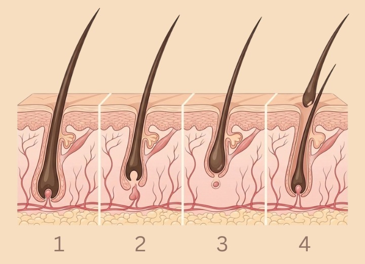 O ciclo de crescimento do cabelo