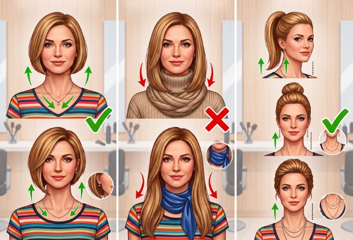 Decotes e acess&oacute;rios para mulheres com pesco&ccedil;o curto