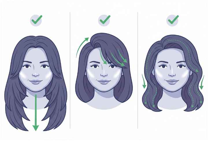 Elementos do corte a adicionar quando você tem rosto redondo