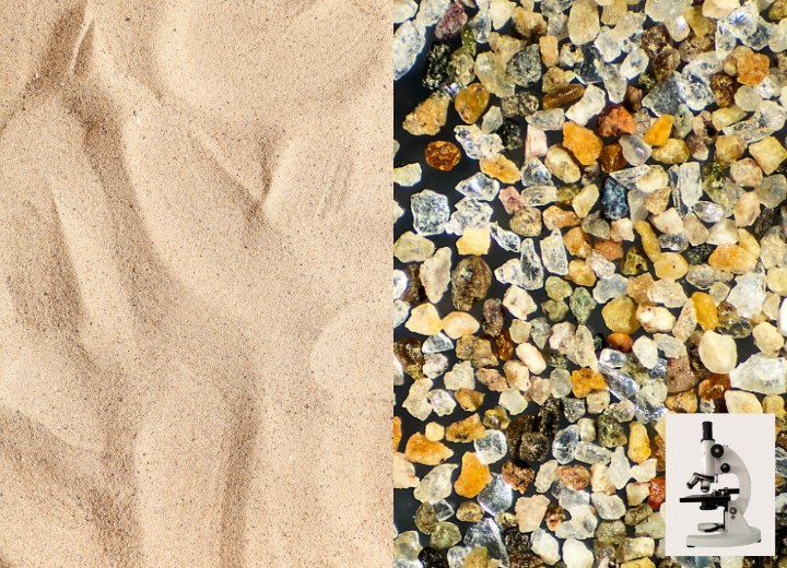 Visão microscópica da areia